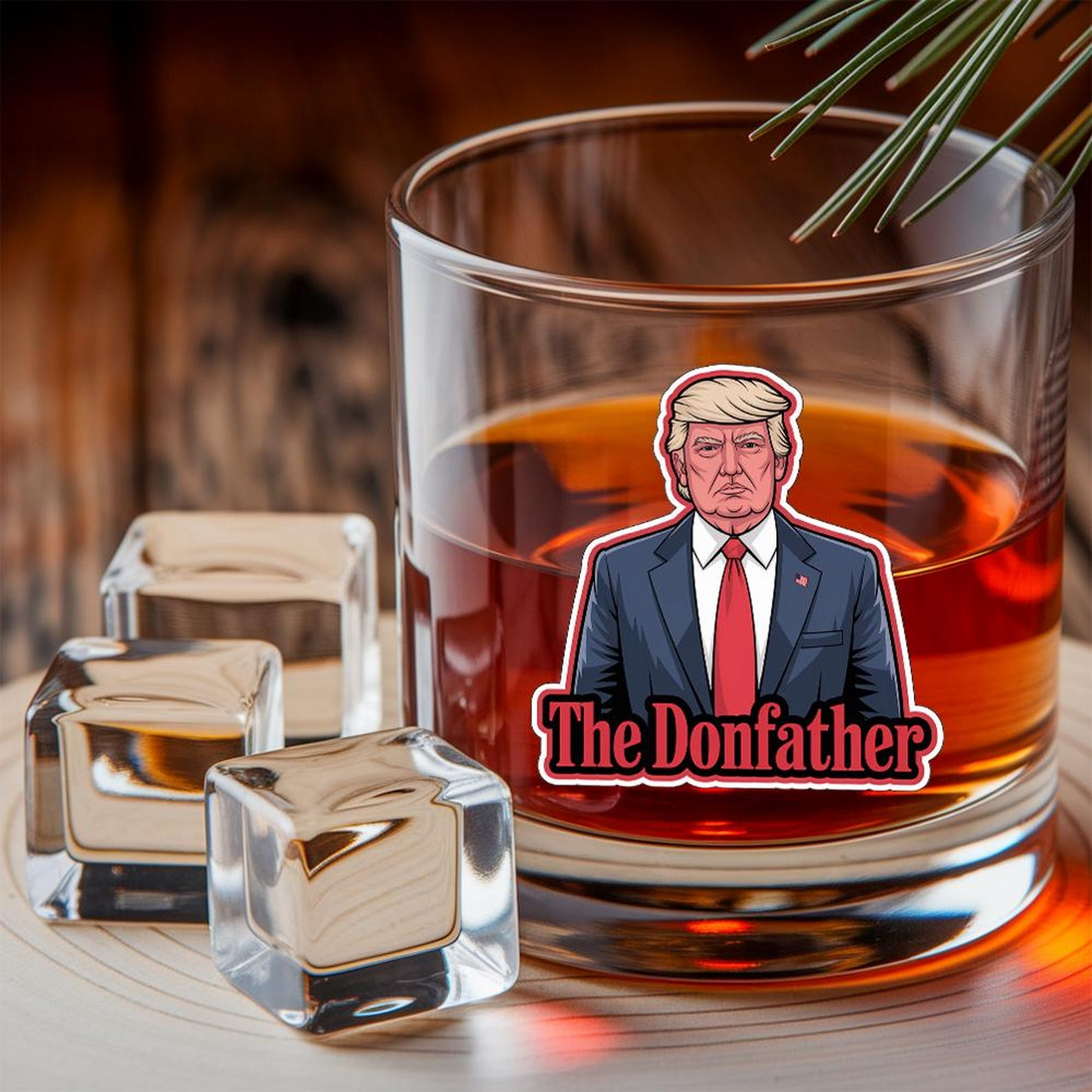 Trump The Donfather Decanter & Whiskey Glass Set | Patriotic Gift | Funny Engraved Whiskey Decanter