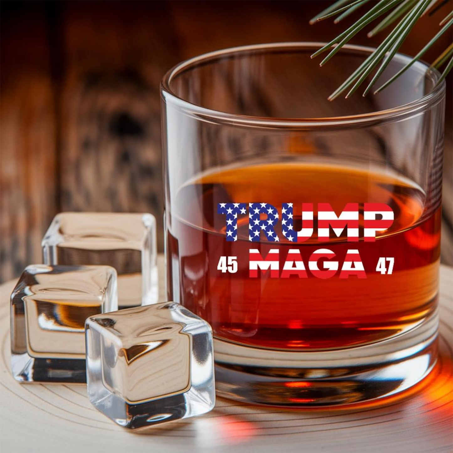 Trump Maga 45 47 Decanter & Whiskey Glass Set | Patriotic Gift | Engraved Whiskey Decanter