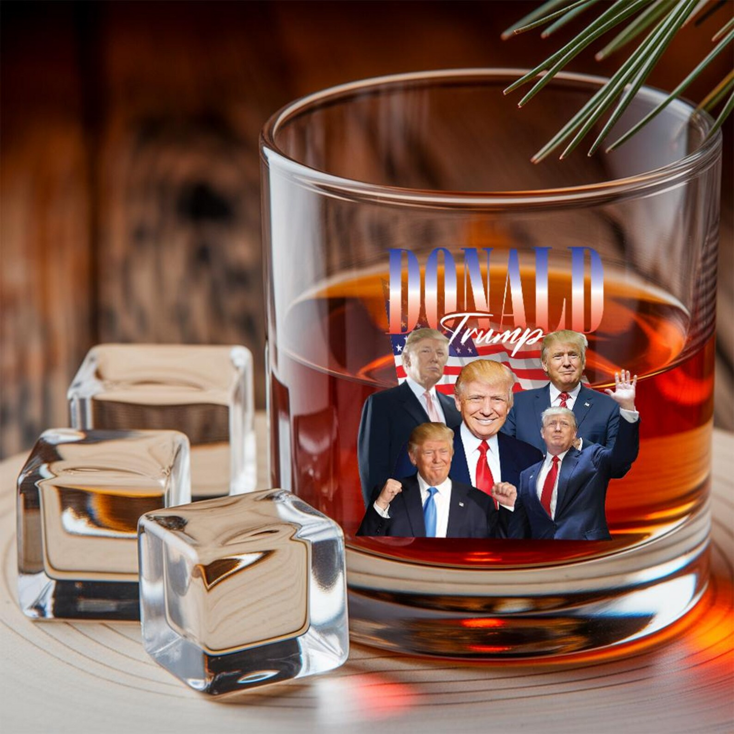 Donald Trump Decanter & Whiskey Glass Set | Patriotic Gift | Engraved Whiskey Decanter