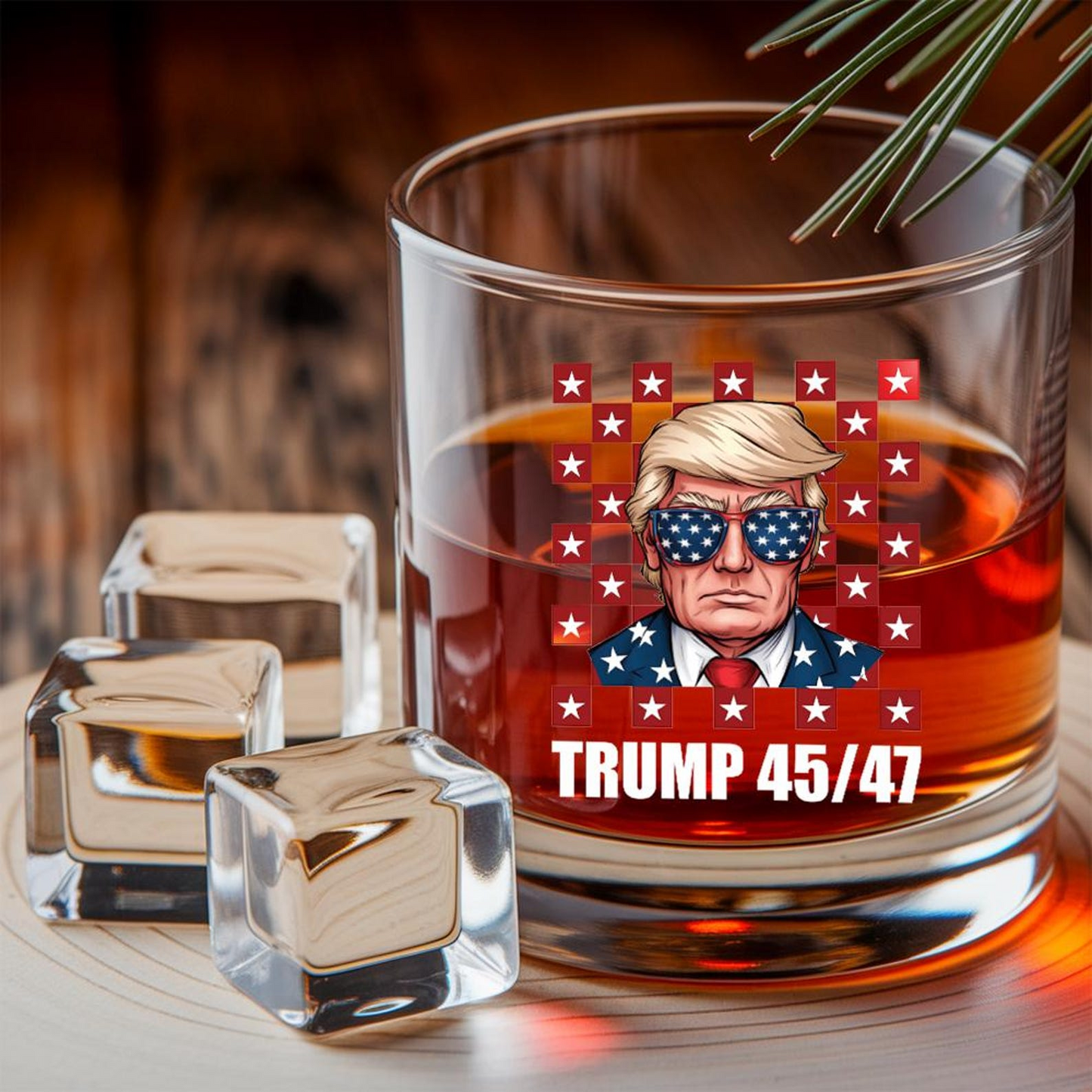 President Donald Trump Decanter & Whiskey Glass Set | Patriotic Gift | Engraved Whiskey Decanter