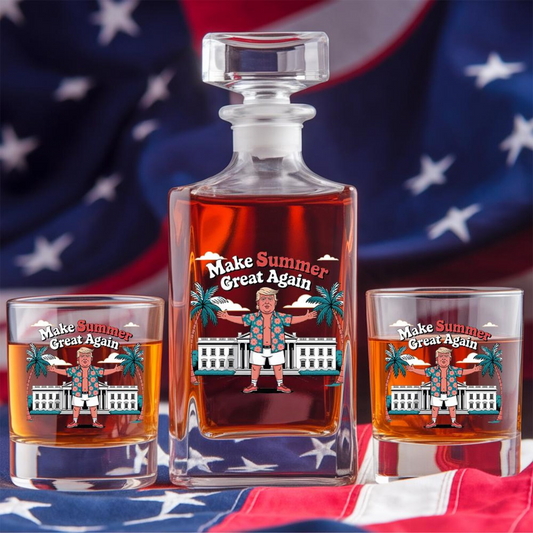Make Summer Great Again Decanter & Whiskey Glass Set | Engraved Whiskey Decanter | Gift For Trump Supporters
