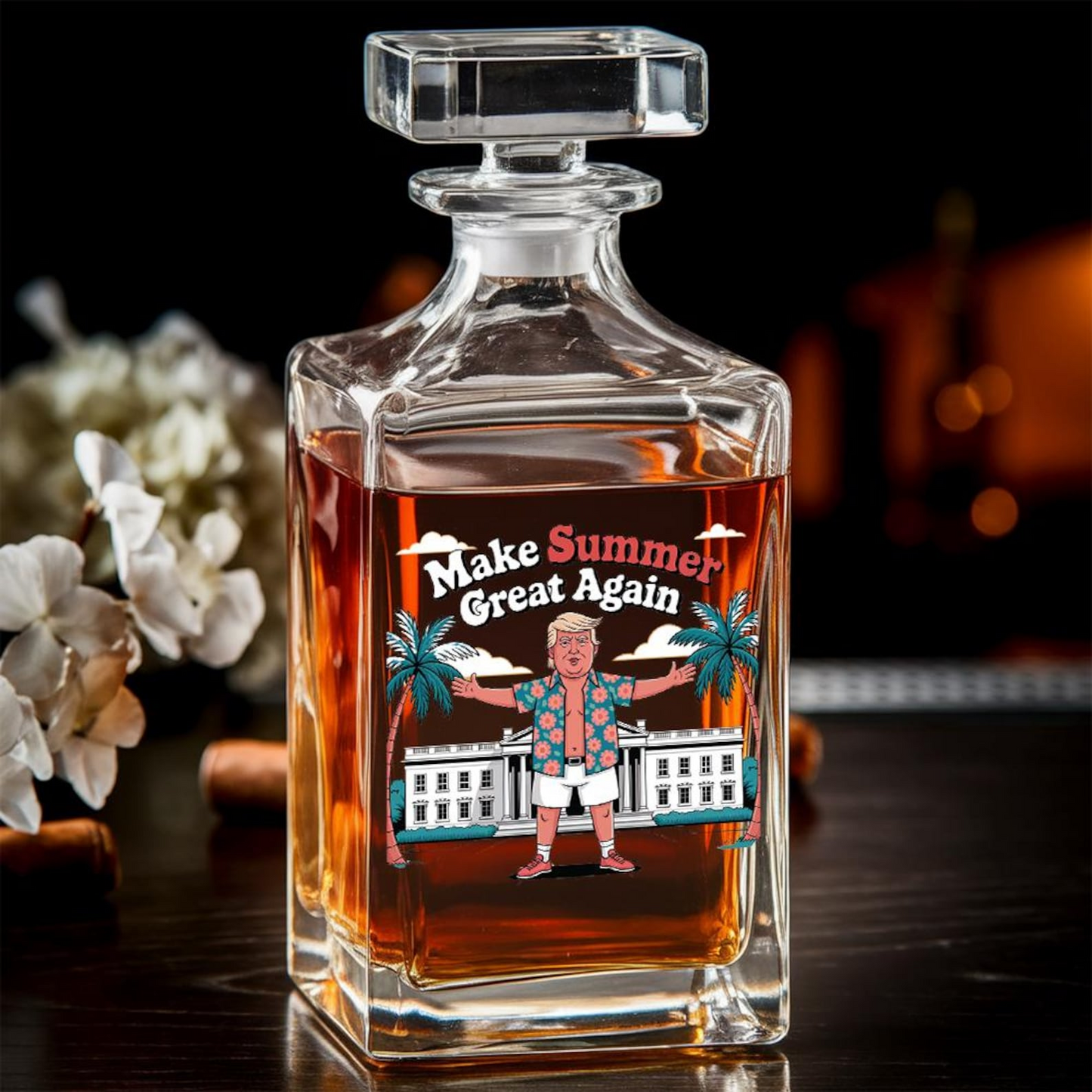 Make Summer Great Again Decanter & Whiskey Glass Set | Engraved Whiskey Decanter | Gift For Trump Supporters