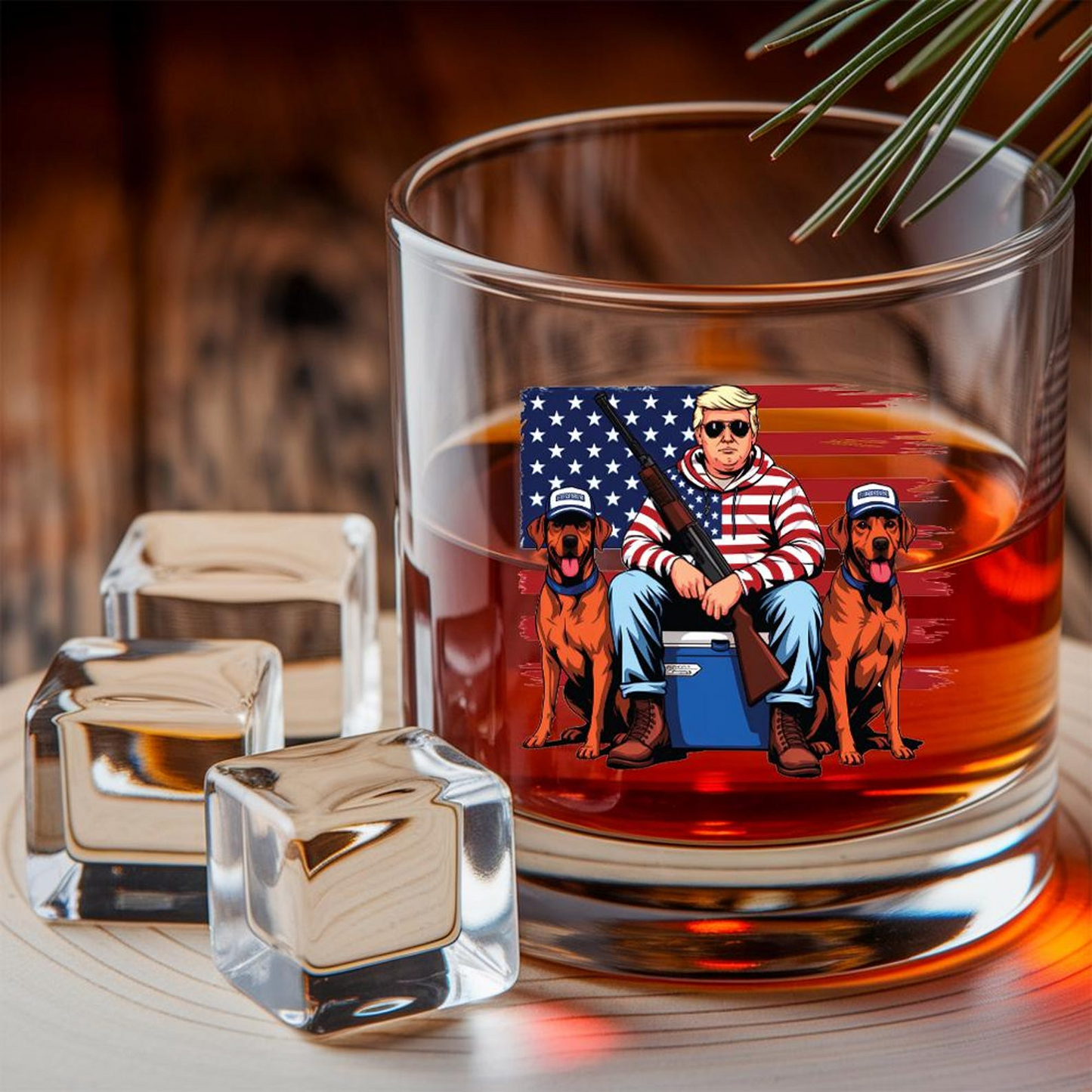 Hunting Trump Decanter & Whiskey Glass Set | Engraved Whiskey Decanter | Gift For Trump Supporters