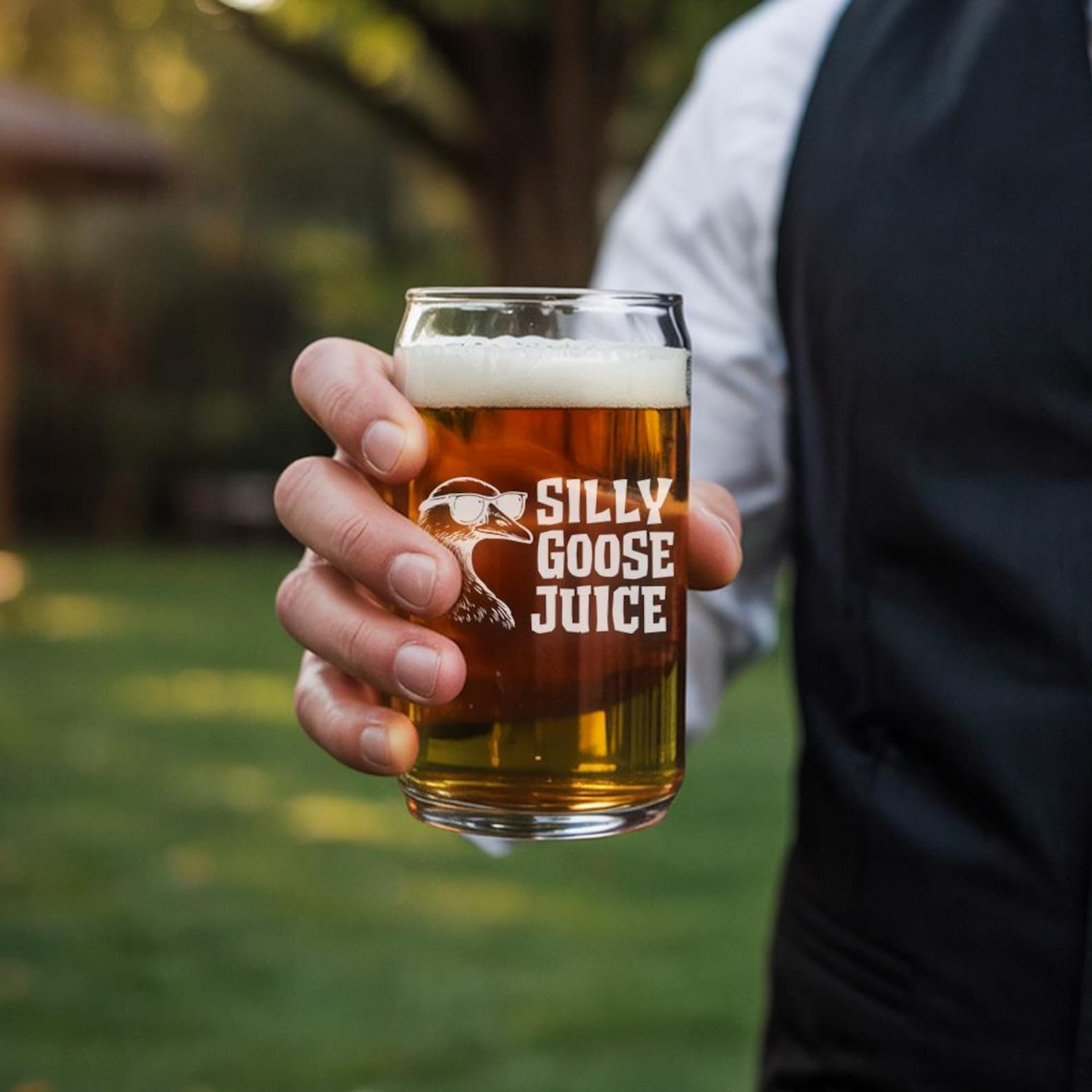 Silly Goose Juice Beer Can Glass 16oz | Funny Beer Can Glass | Unique Gift Idea