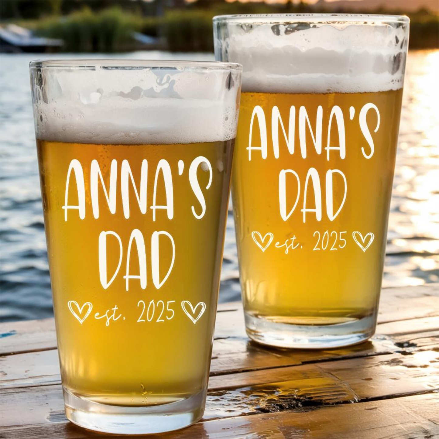 Personalized Dad Beer Glass | Best Gift For Dad | Engraved Pint Glass