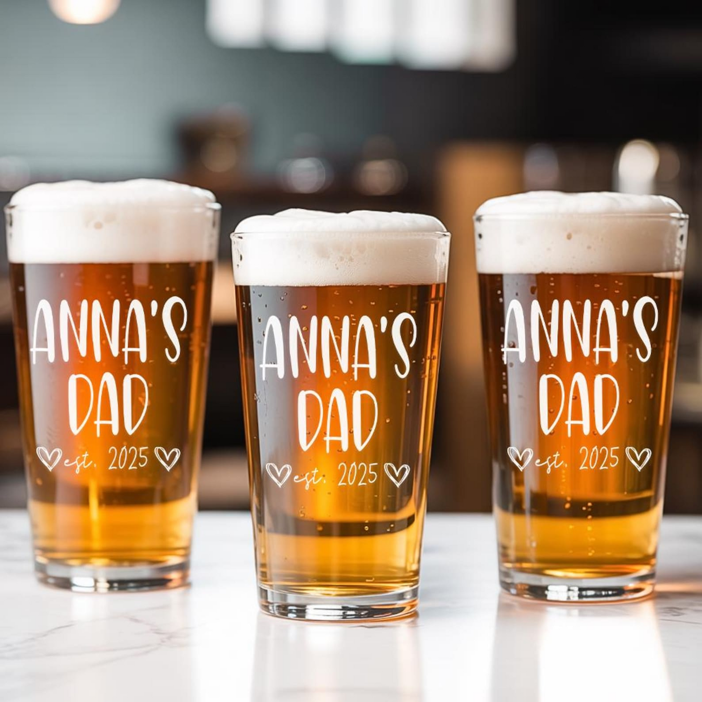 Personalized Dad Beer Glass | Best Gift For Dad | Engraved Pint Glass