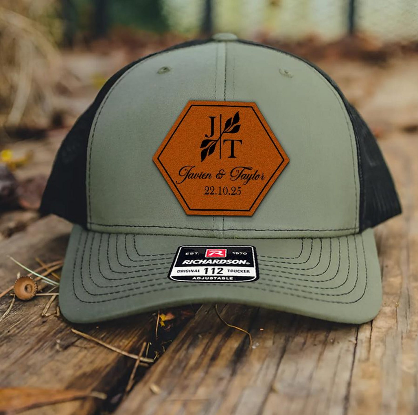 Personalized Wedding Hat | Custom Name & Date Leather Patch Hat | Wedding Party Gift