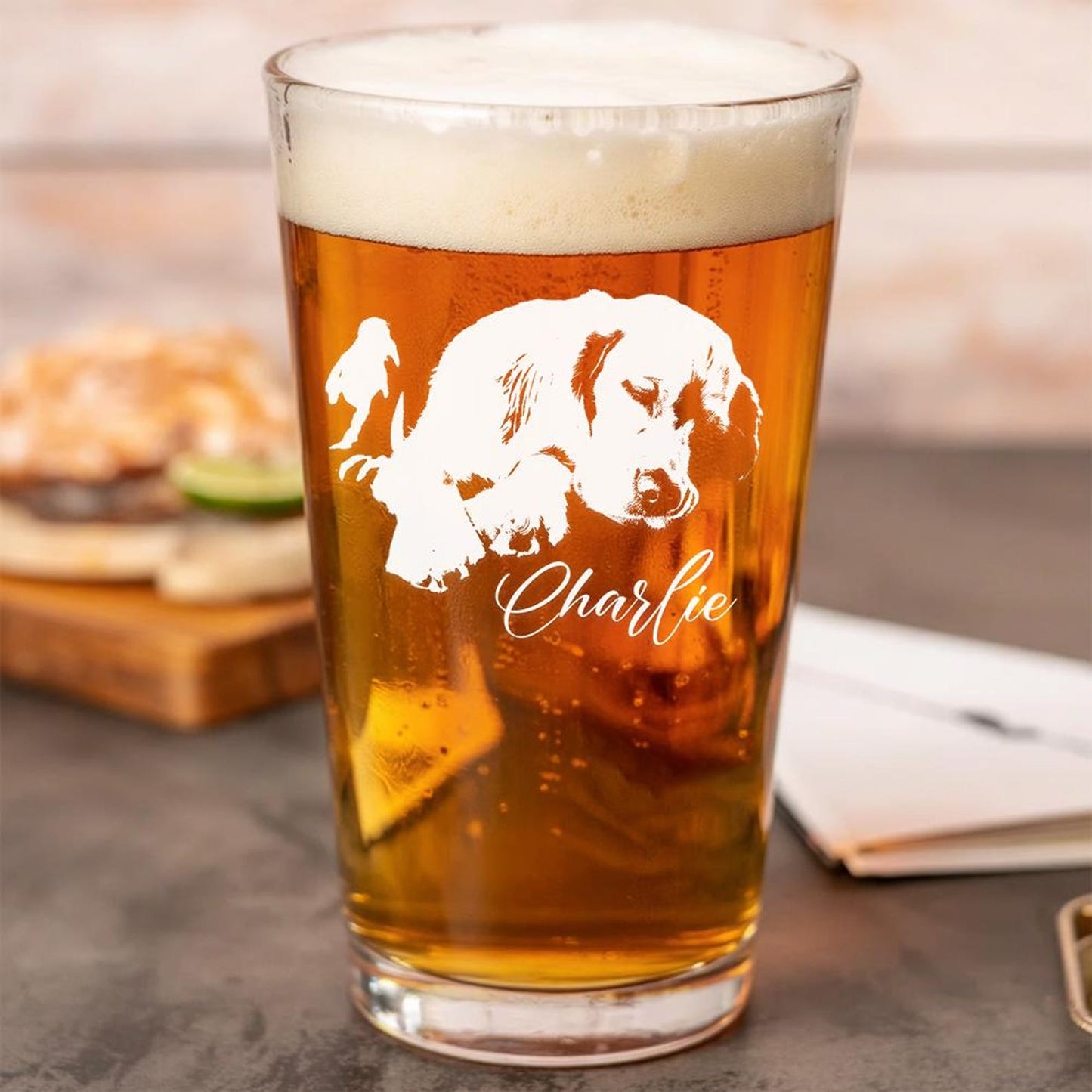 Custom Dog Beer Glass with Photo & Name – Personalized Photo Dog Pint Glass – Custom Pet Glass – Dog Lover Gift – Custom Pet Mug