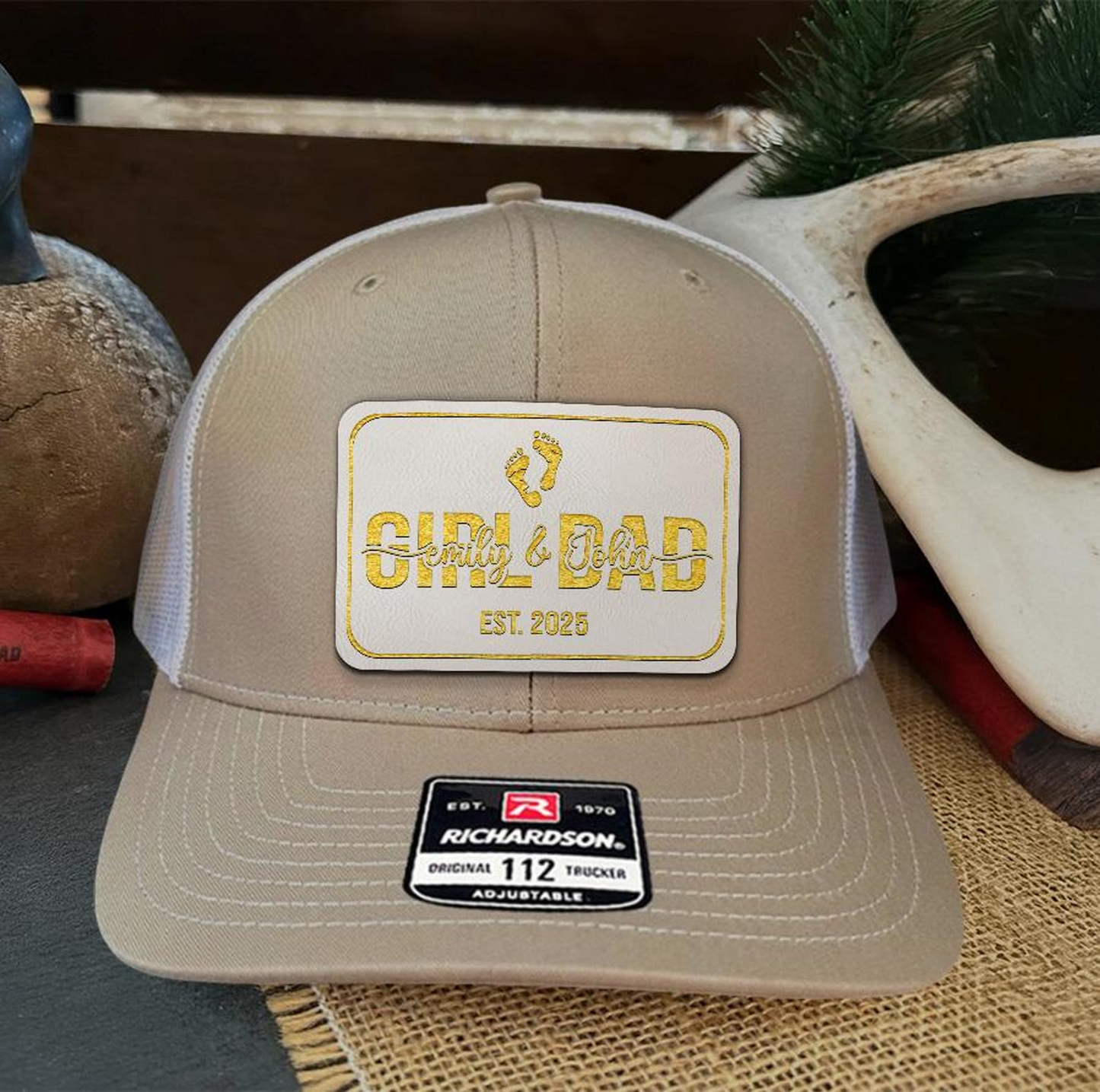 Girl Dad Est.2025 Trucker Hat | Custom Year Leather Patch Hat | Pesonalized Dad Hat