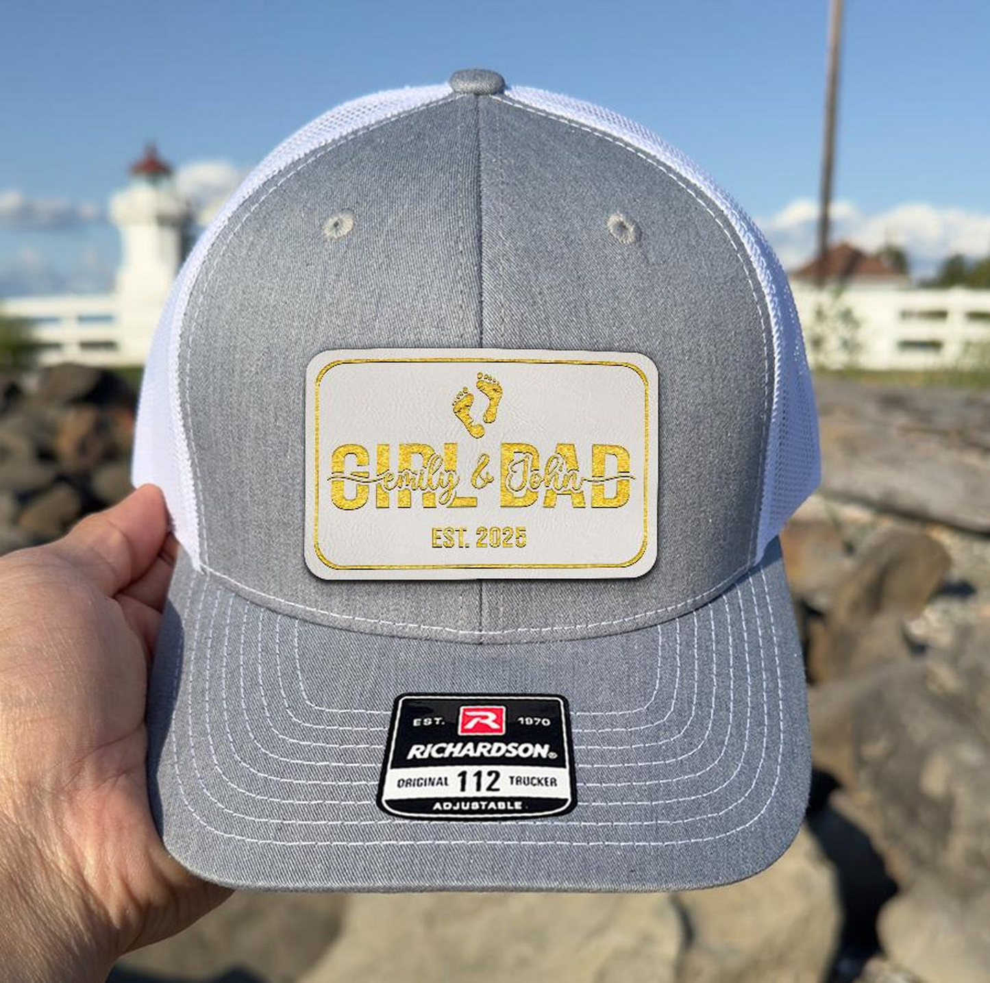 Girl Dad Est.2025 Trucker Hat | Custom Year Leather Patch Hat | Pesonalized Dad Hat