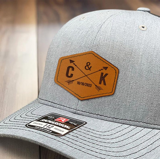 Custom Name And Date Trucker Hat | Leather Patch Hat | Gift For Anniversary | Groomsman Hats TNB4