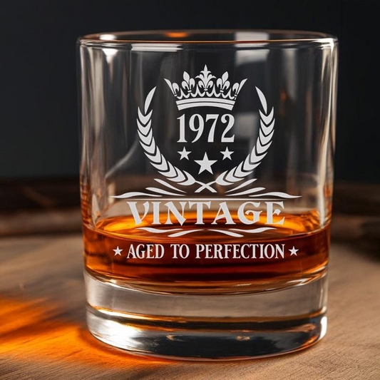 Personalized Aged To Perfection Whiskey Glass | Engraved Whiskey Glass | Birthday Gift