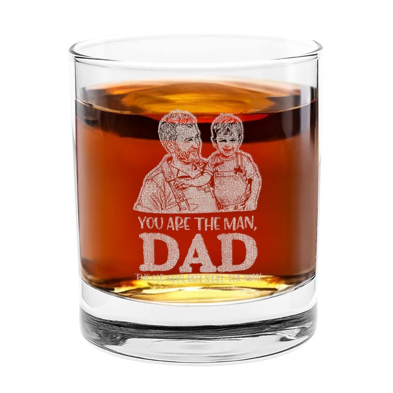 Custom Photo Dad And Son Whiskey Glass | Engraved Whiskey Glass | Father's Day Gift