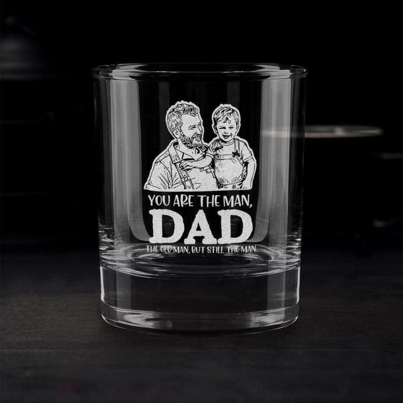 Custom Photo Dad And Son Whiskey Glass | Engraved Whiskey Glass | Father's Day Gift