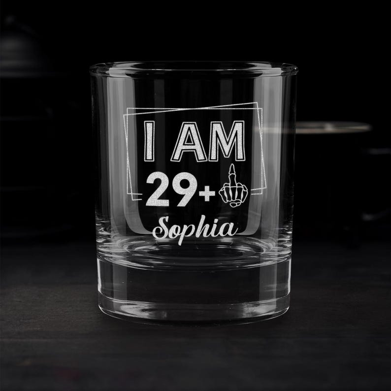 Custom Name And Age Whiskey Glass | Engraved Whiskey Glass | Gift For Friend