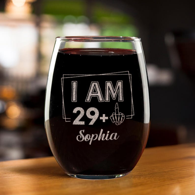 Custom Name And Age Wine Glass | Engraved Wine Glass | Gift For Friend