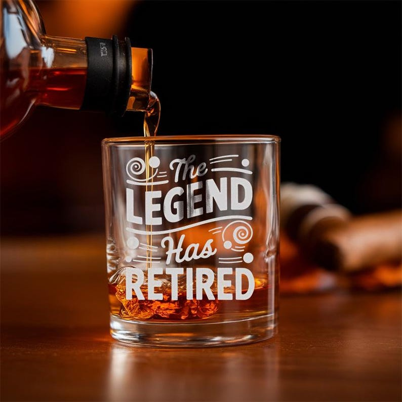 The Legend Has Retired Whiskey Glass | Happy Retirement Gift | Engraved Gift For Retirement