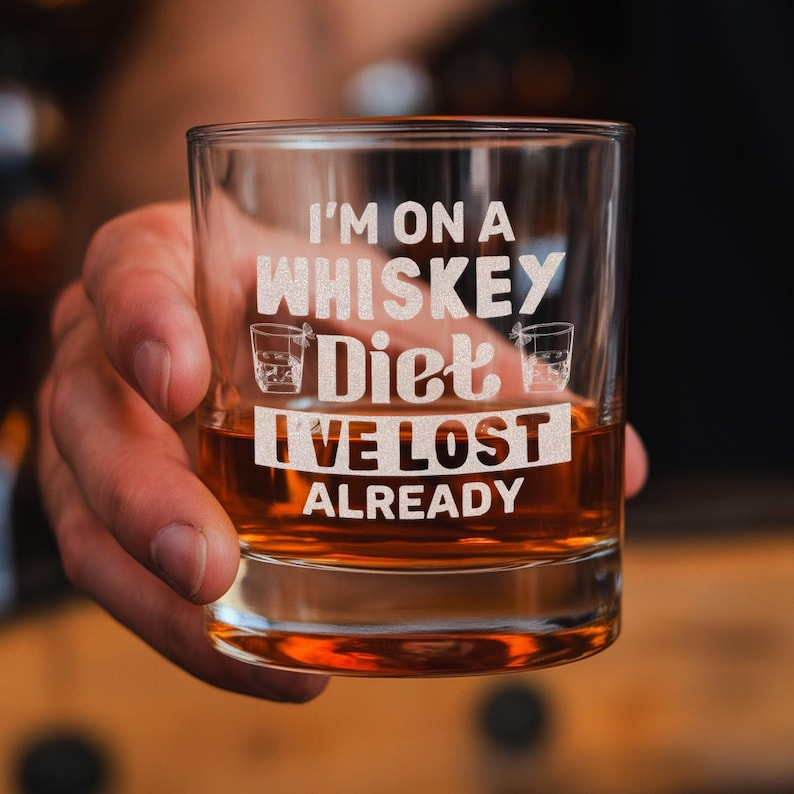 I'm On Diet Whiskey Glass | Funny Retirement Gifts | Engraved Whiskey Glass
