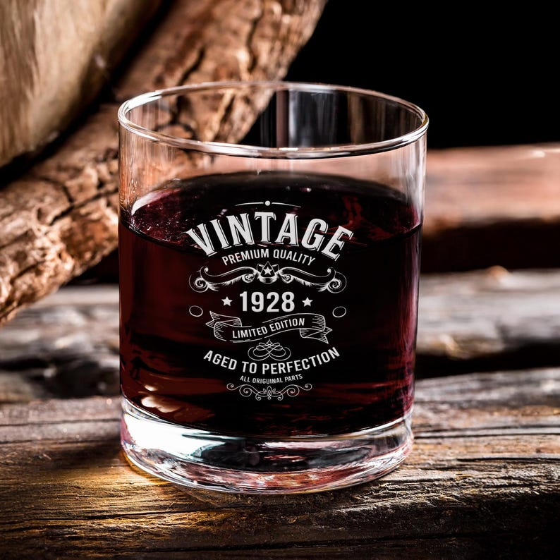 Personalized Vintage Birthday Decanter Set And Whiskey Glasses | Engraved Whiskey Decanter Set | Birthday Gift