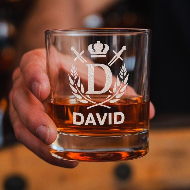 Personalized Monogram Initial Letter Name Decanter Set And Whiskey Glasses | Engraved Whiskey Decanter Set | Birthday Gift