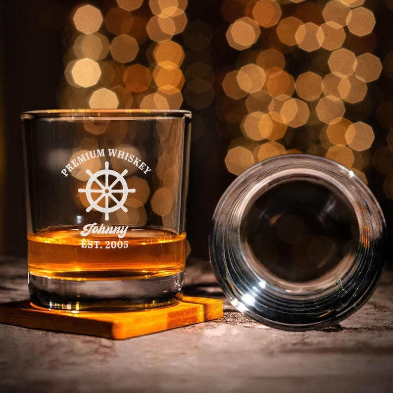 Custom Anchor Name Decanter Set And Whiskey Glasses | Engraved Whiskey Decanter Set | Gift For Captain