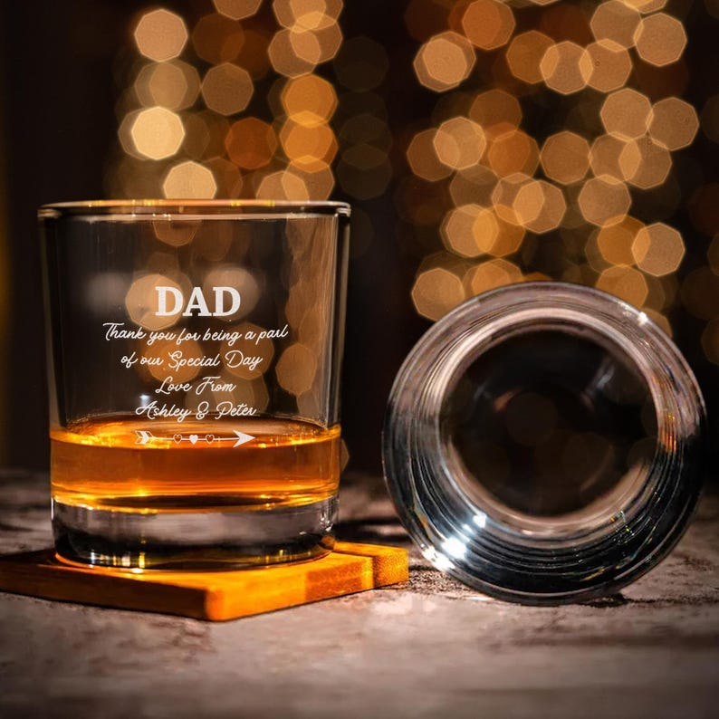 Custom Dad's Bride Decanter Set And Whiskey Glasses | Engraved Whiskey Decanter Set | Gift For Dad