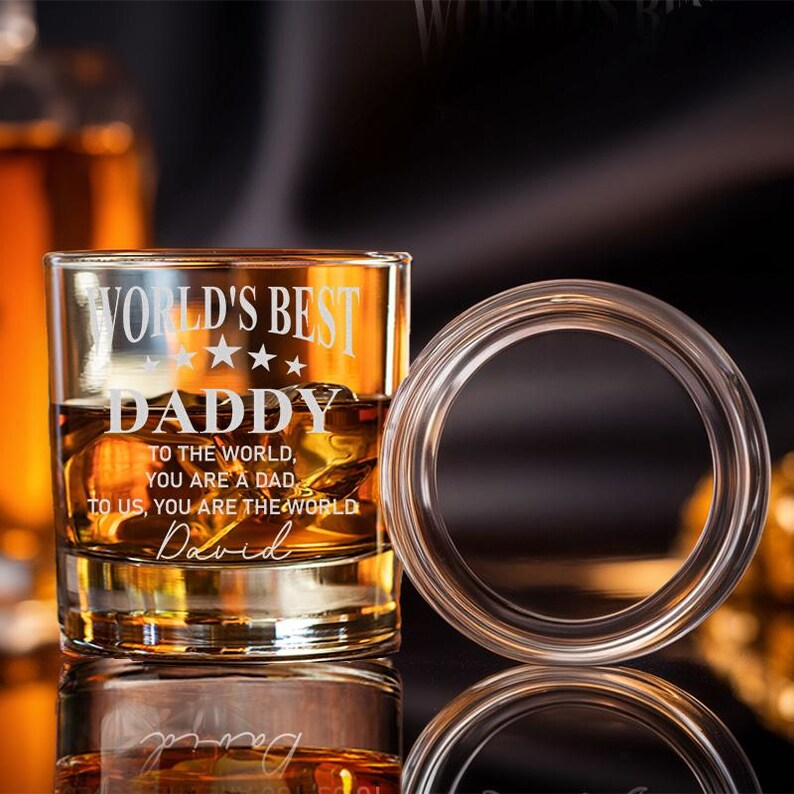 Personalized World's Best Daddy Whiskey Glass | Engraved Whiskey Glass | Birthday Gift For Dad