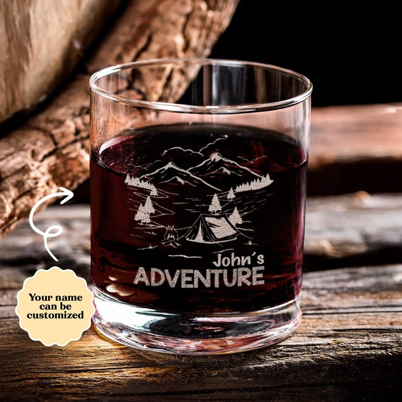 Personalized Seek Adventure Name Decanter Set And Whiskey Glasses | Engraved Whiskey Decanter Set | Gift For Dad