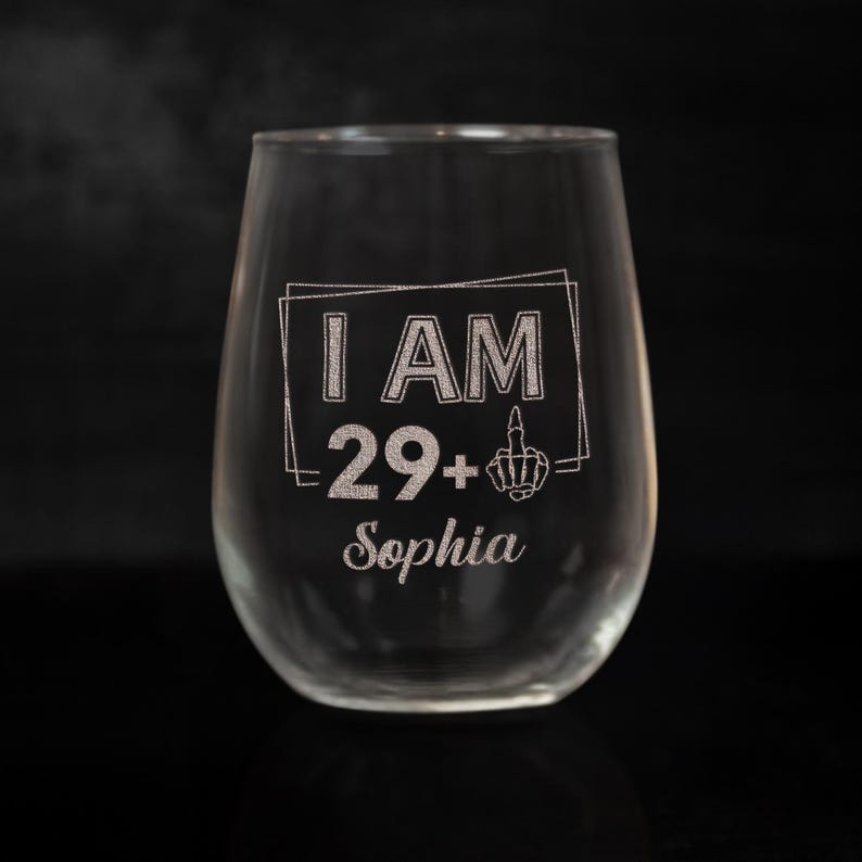 Custom Name And Age Wine Glass | Engraved Wine Glass | Gift For Friend