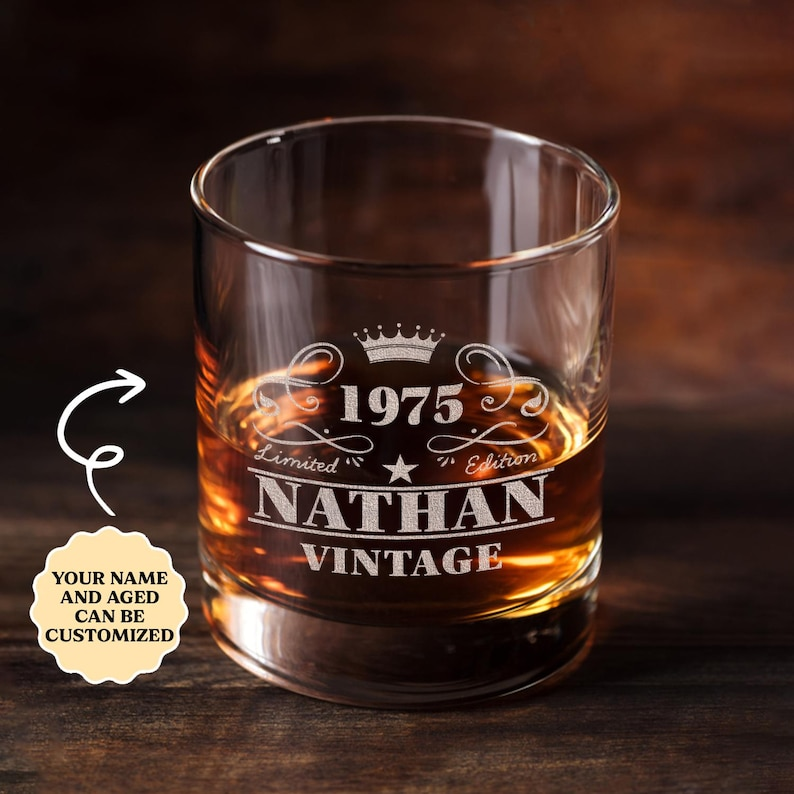 Custom Name And Year Decanter Set And Whiskey Glasses | Engraved Whiskey Decanter Set | Gift For Dad