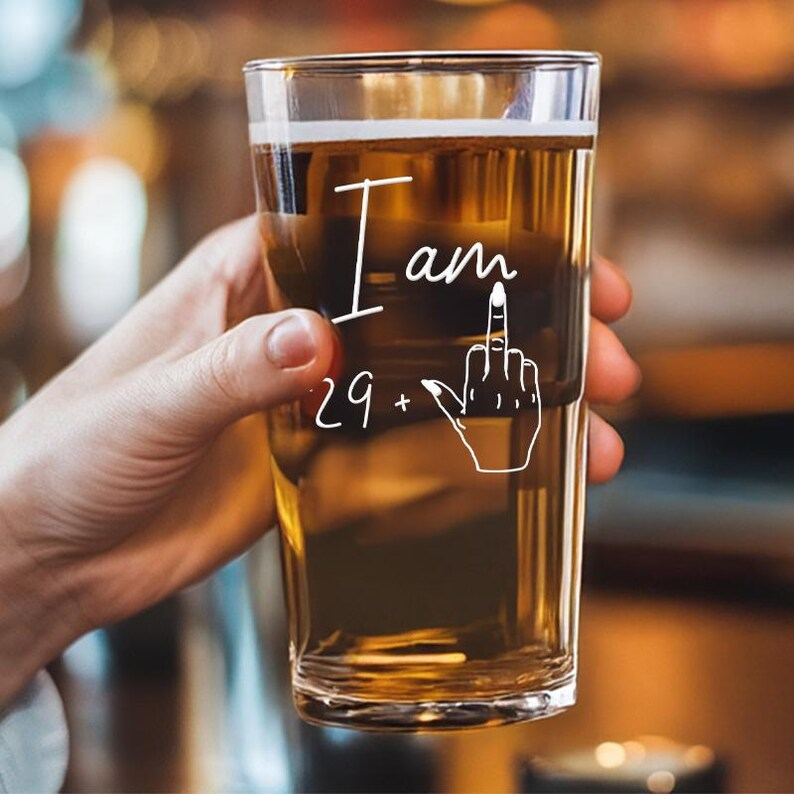 Custom Age Pint Glass | Funny Gift Idea | Engraved Beer Glass