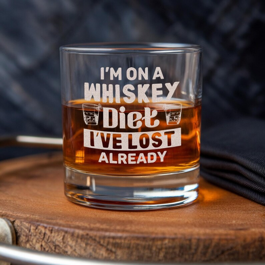 I'm On Diet Whiskey Glass | Funny Retirement Gifts | Engraved Whiskey Glass