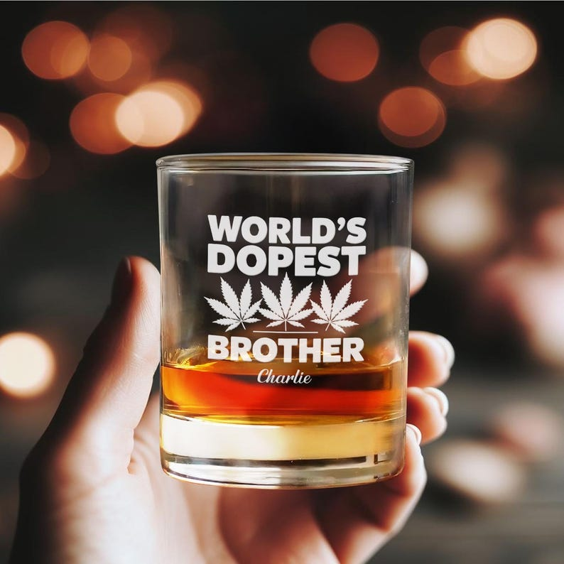 Personalized World's Dopest Brother Decanter Set And Whiskey Glasses | Engraved Whiskey Decanter Set | Birthday Gift For Brother