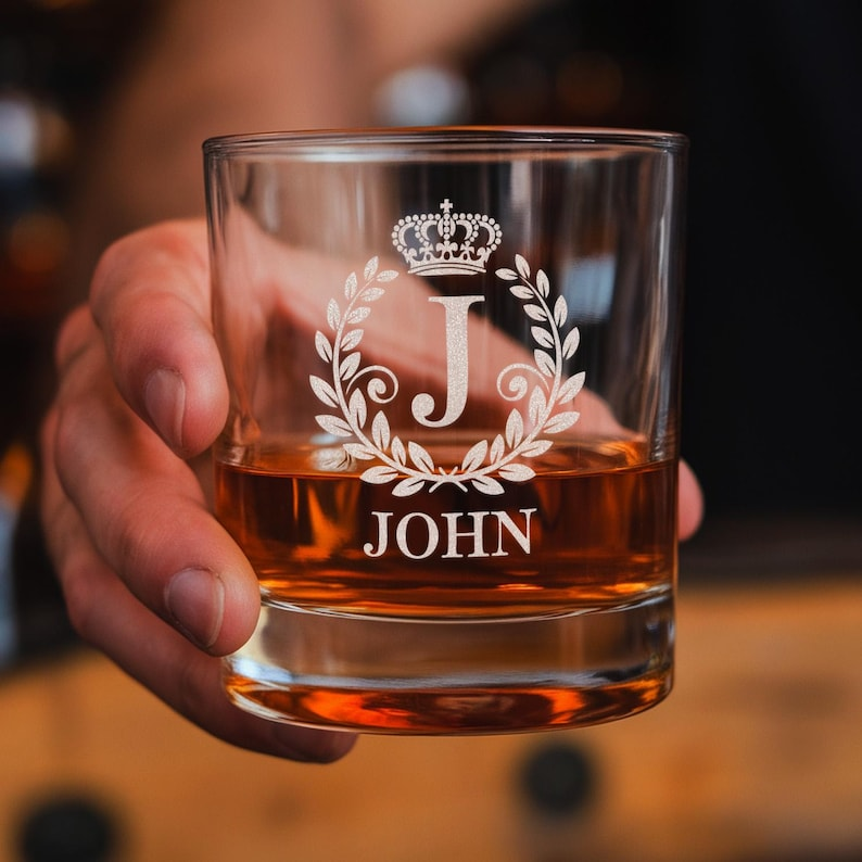 Custom Monogram Initial Letter Name Decanter Set And Whiskey Glasses | Engraved Whiskey Decanter Set | Birthday Gift For Him