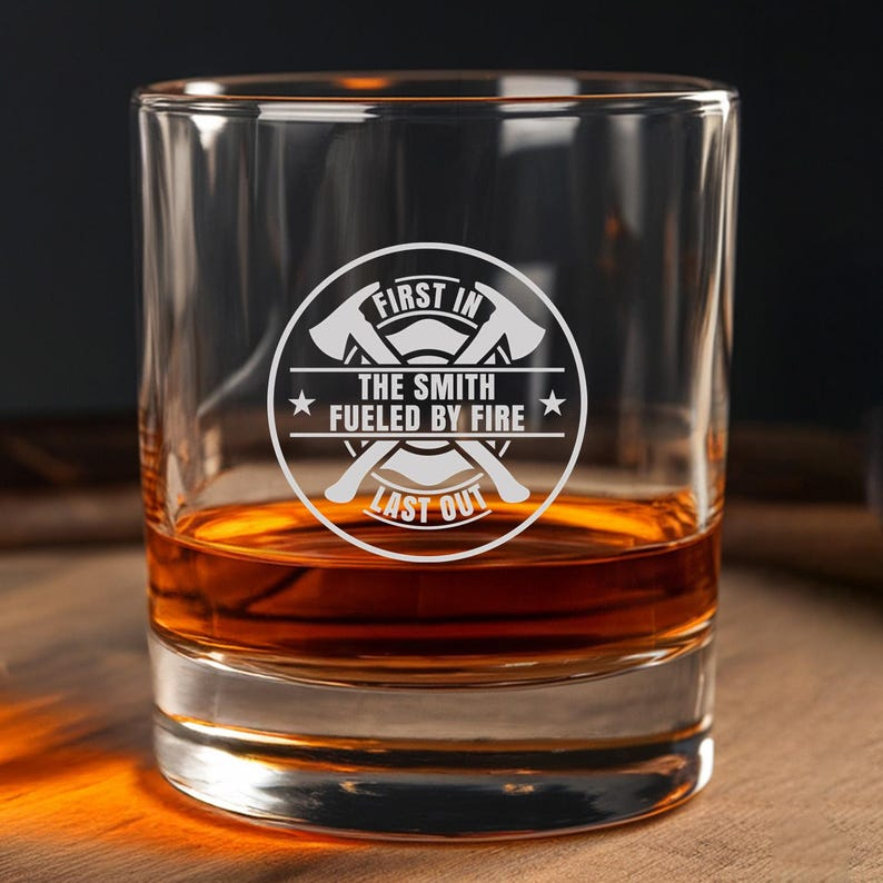 Firefighter Decanter Set And Whiskey Glasses | Firefighters' Engraved Draper Whiskey Decanter Set | Fireman Gifts