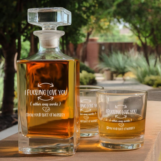 Funny I F-king Love You Decanter Set And Whiskey Glasses | Engraved Whiskey Decanter Set | Gift For Boy Friend