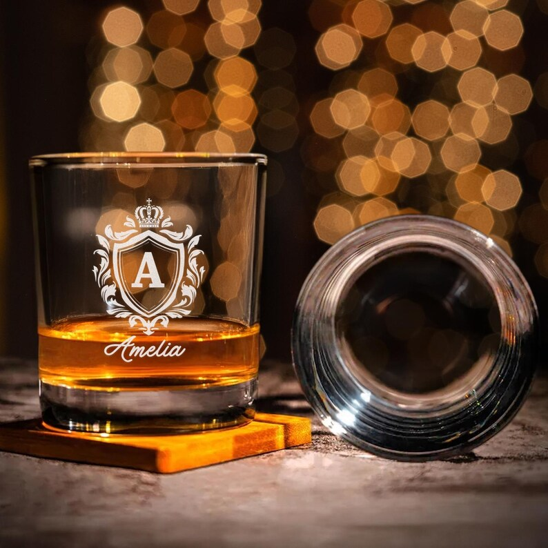 Personalized Logo Name Decanter Set And Whiskey Glasses | Engraved Whiskey Decanter Set | Gift For Birthday