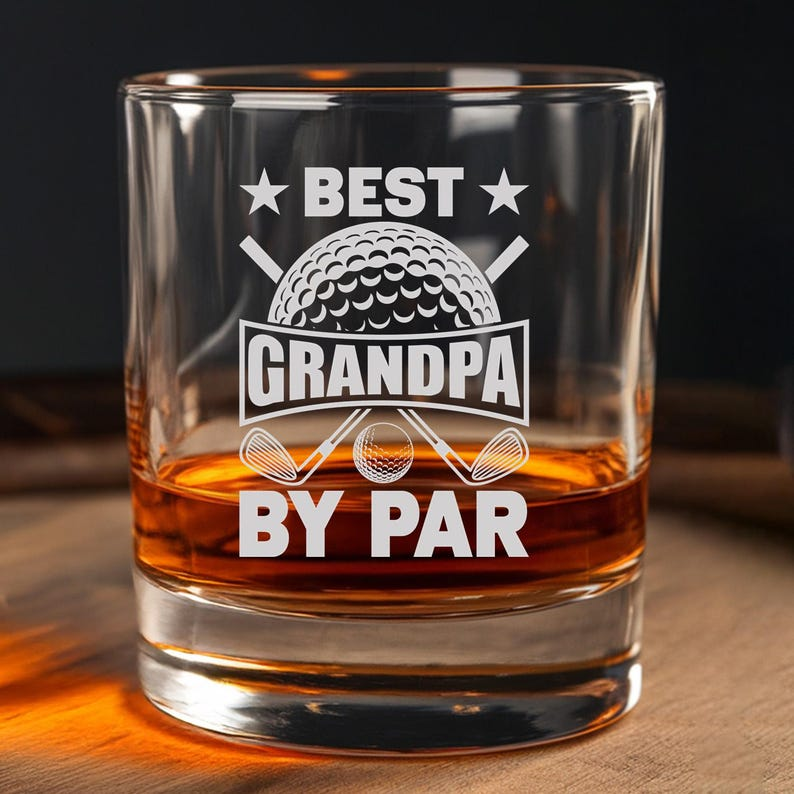 Best Grandpa By Par Decanter Set And Whiskey Glasses | Engraved Whiskey Decanter Set | Gift For Dad
