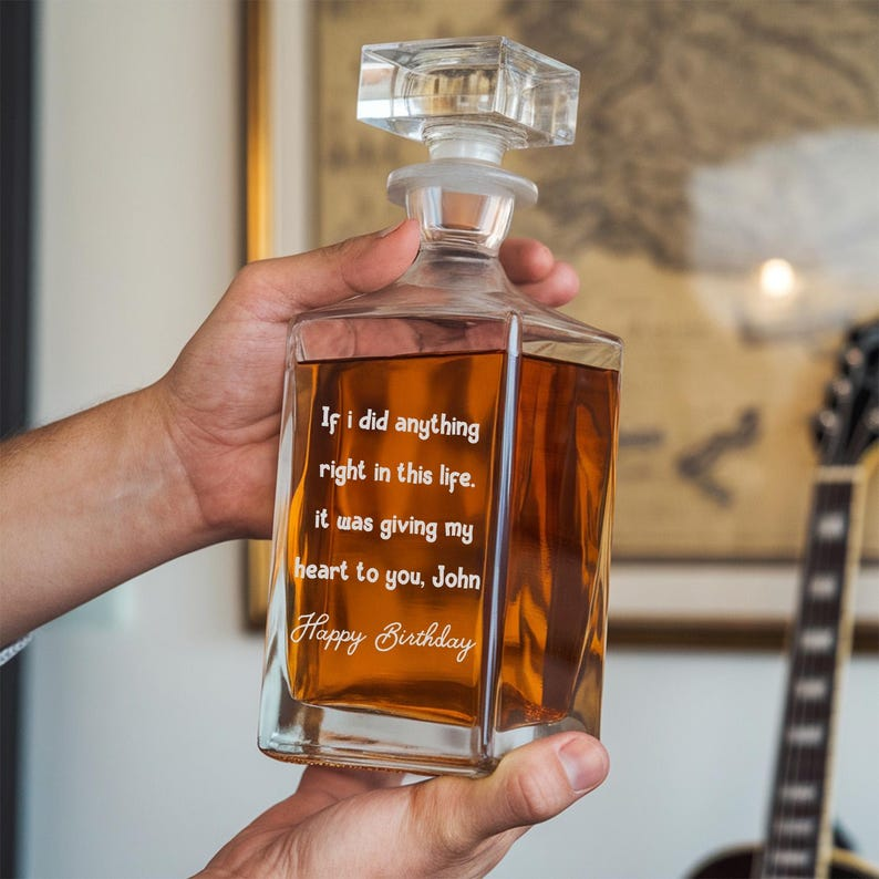 Personalized Anything Right Decanter Set And Whiskey Glasses | Custom Name Engraved Whiskey Decanter Set | Birthday Gifts