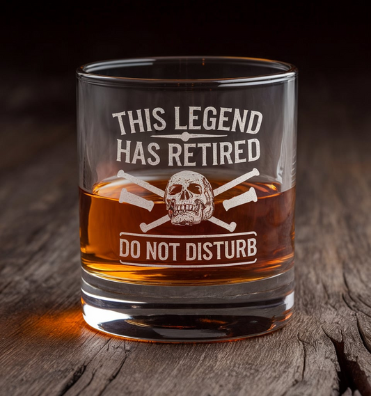 This Legend Has Retired Whiskey Glass | Funny Retirement Gifts | Engraved Whiskey Glass