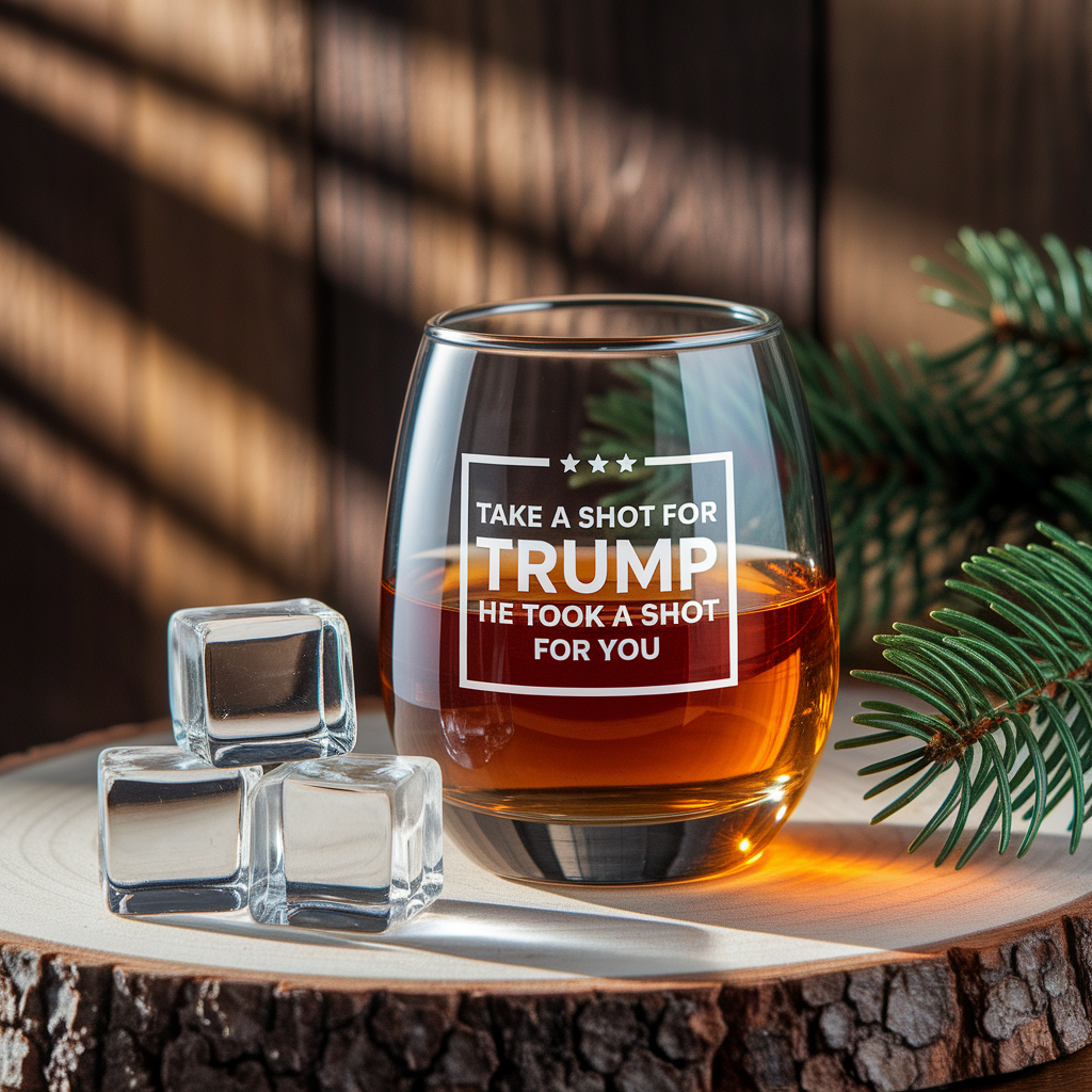 Take A Shot For Trump He Took A Shot For You Steamless Wine Glass | Trump 2024 Wine Glass | Engraved Wine Glass