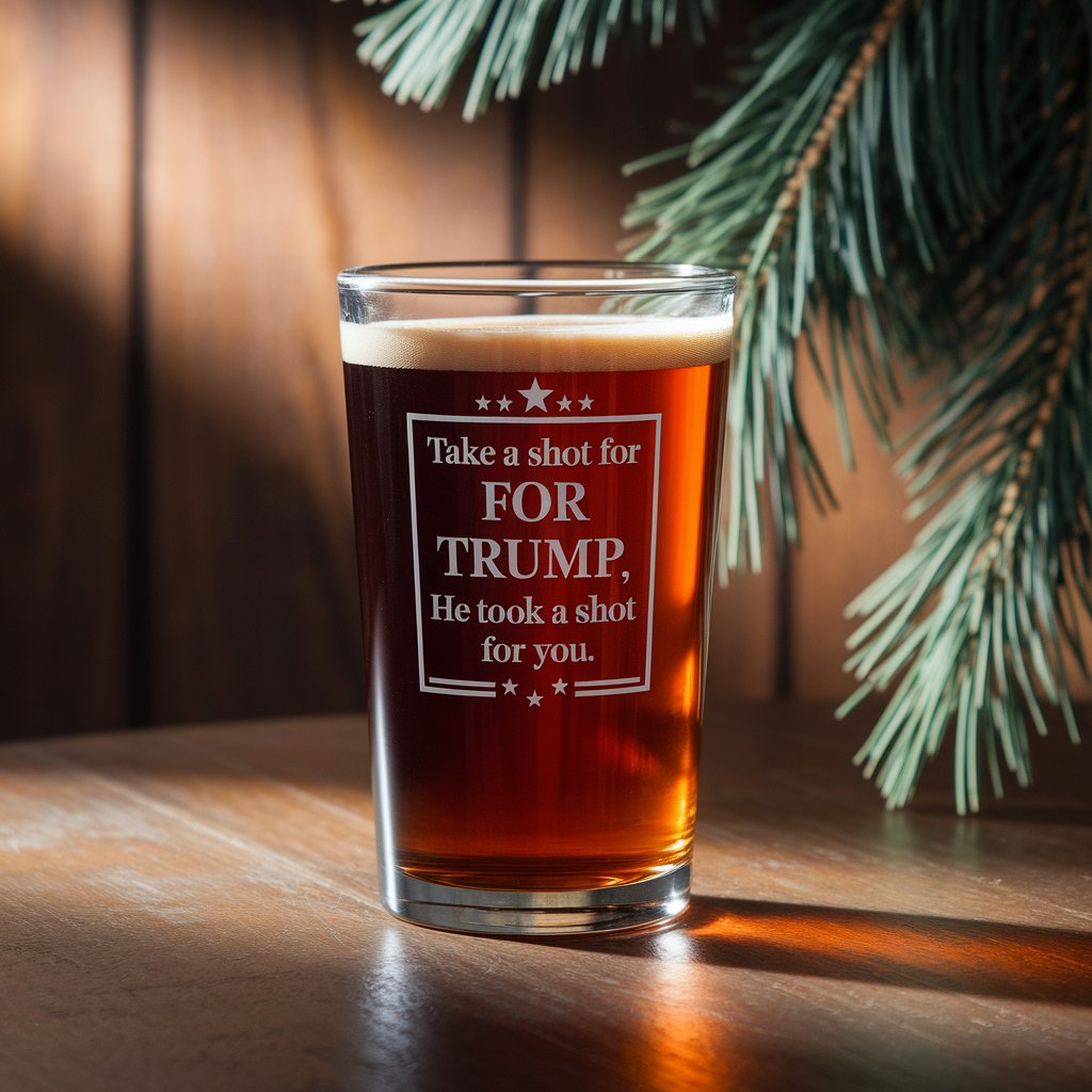 Take A Shot For Trump He Took A Shot For You Pint Glass | Trump 2024 Beer Glass | Engraved Pint Glass