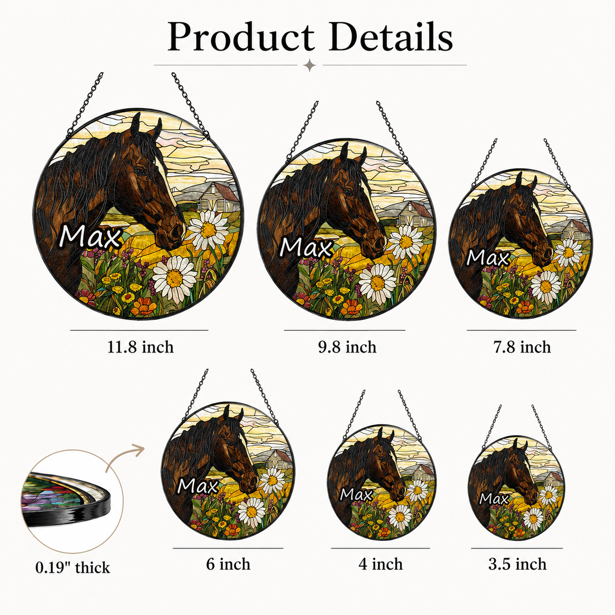 Custom Photo Horse Stained Glass Suncatcher – Personalized Horse Lover Gifts | Gift For Horse Lover TOM99