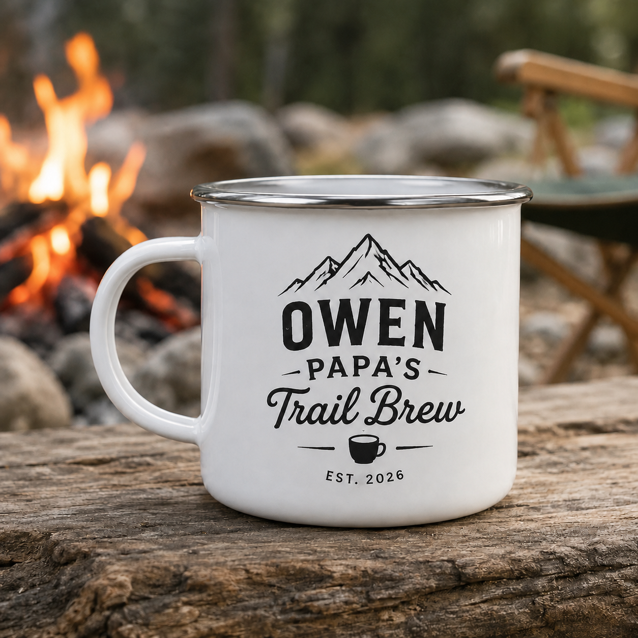 Personalized Dad Camp Mug 12oz, Custom Dad Enamel Cup, Gift For Dad TOM99