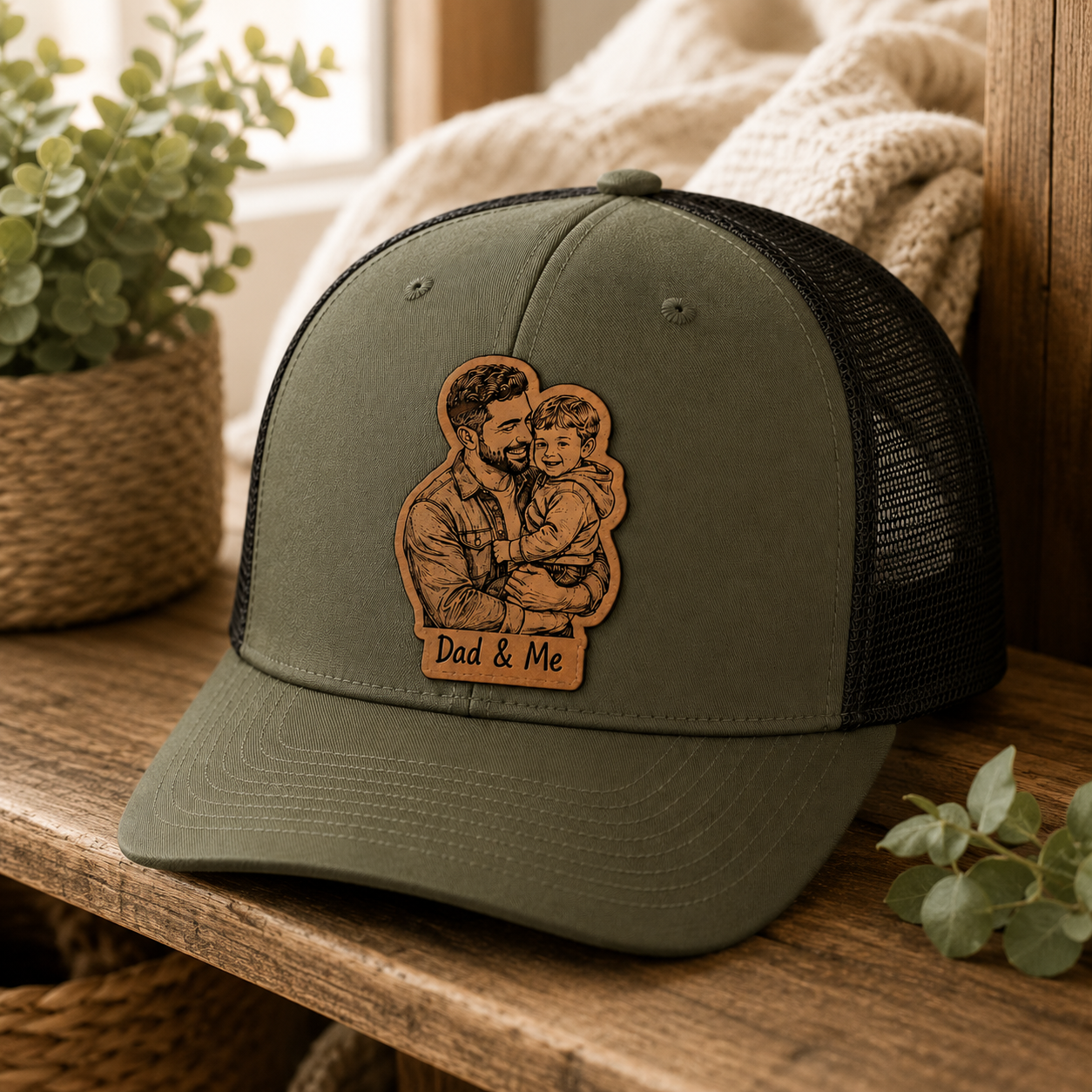 Personalized Dad & Me Trucker Hat | Custom Dad Photo Hat | Father's Day Gift | Gift For Dad | Dad Gifts TOM99