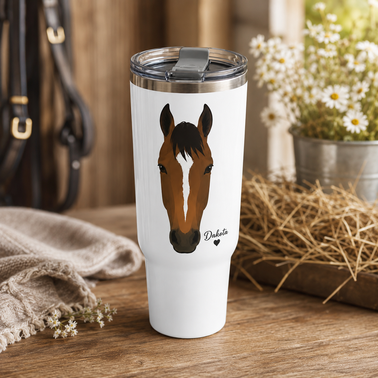 Custom Photo Face Horse 30oz Tumbler | Gift For Horse Lovers | Pet Lover Gifts TOM99