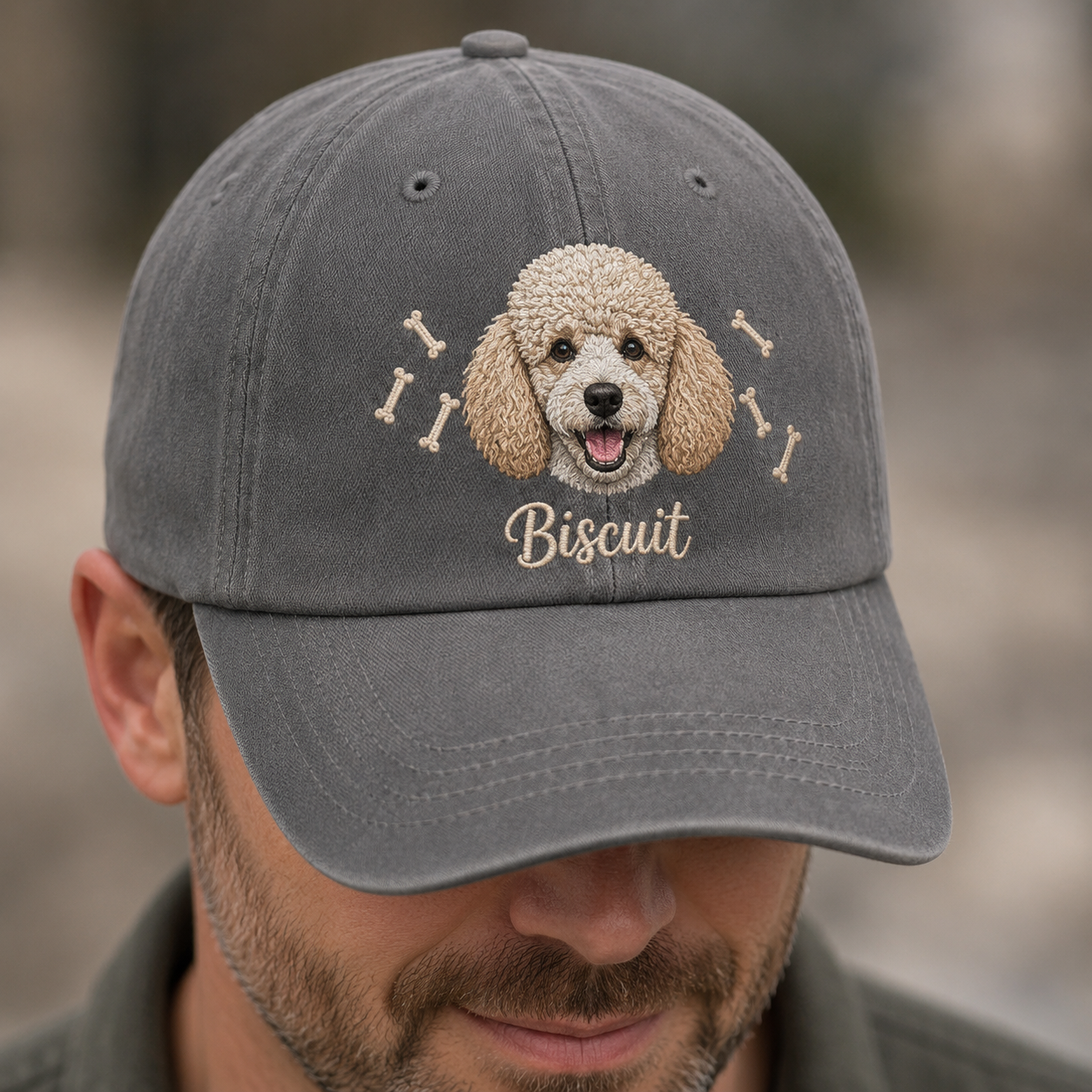 Custom Dog Dad Hat, Embroidered Dog Face Cap, Personalized Pet Memorial Gift THUC99
