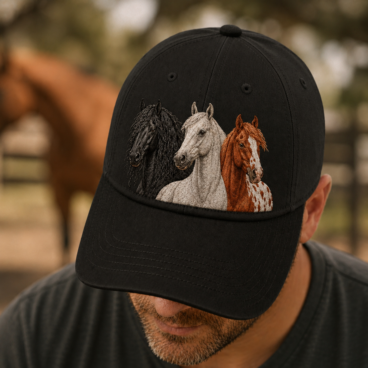 Custom Photo Horse Embroidered Hat | Gift For Horse Lover Pa99