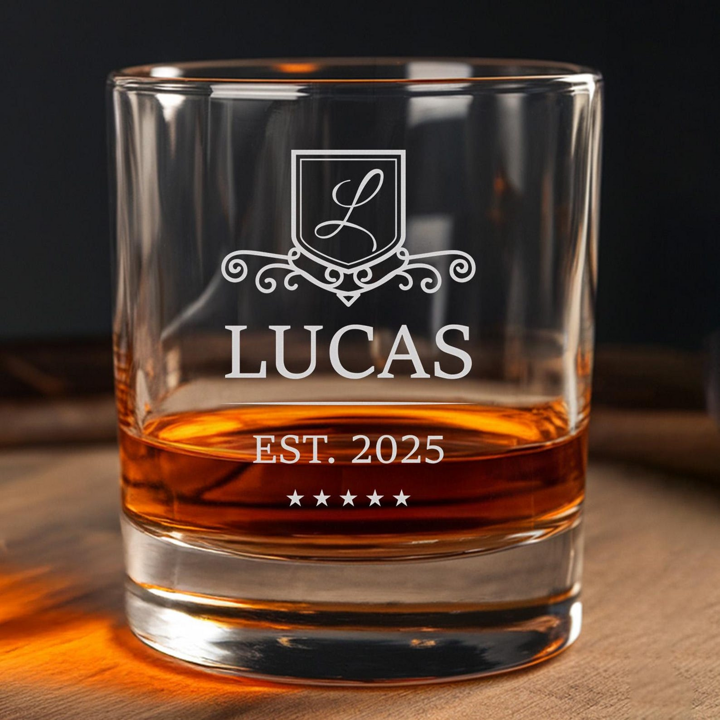 Custom Name And Year Whiskey Glass And Decanter Set
