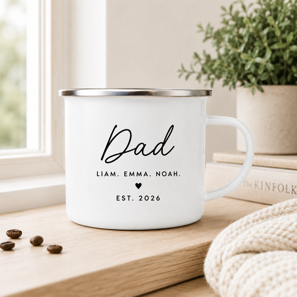 Personalized Dad Crew Camp Mug 12oz, Custom Dad Enamel Cup, Gift For Dad TOM99